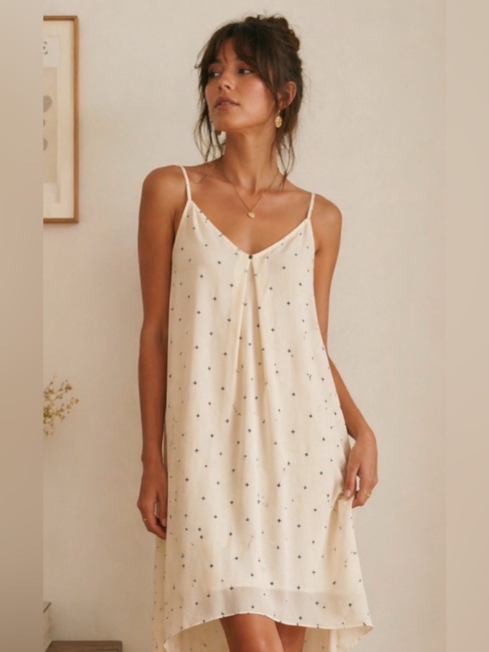 MONK & LOU Minimalist White Slip Dress, Size XXS